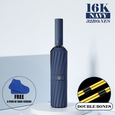 Umbrelă mare cu oase duble de 16K pentru bărbați, femei, umbrele rezistente la vânt, pliante automată, umbrelă de ploaie de lux puternică, UV Business