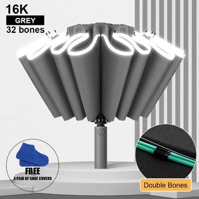 Umbrelă mare cu oase duble de 16K pentru bărbați, femei, umbrele rezistente la vânt, pliante automată, umbrelă de ploaie de lux puternică, UV Business