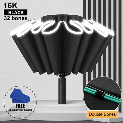 Umbrelă mare cu oase duble de 16K pentru bărbați, femei, umbrele rezistente la vânt, pliante automată, umbrelă de ploaie de lux puternică, UV Business
