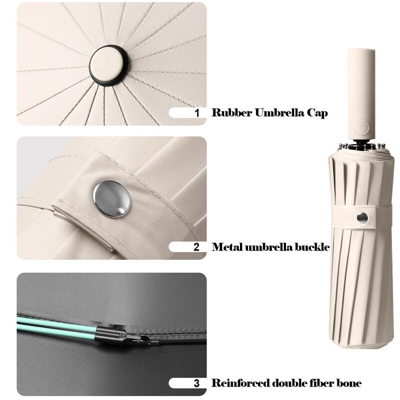 16K Double Bones Liels lietussargs vīriešiem Sieviešu vēja necaurlaidīgi lietussargi Automātiski salokāmi Spēcīgi Luksusa Saules Lietus Lietussargs UV Bizness