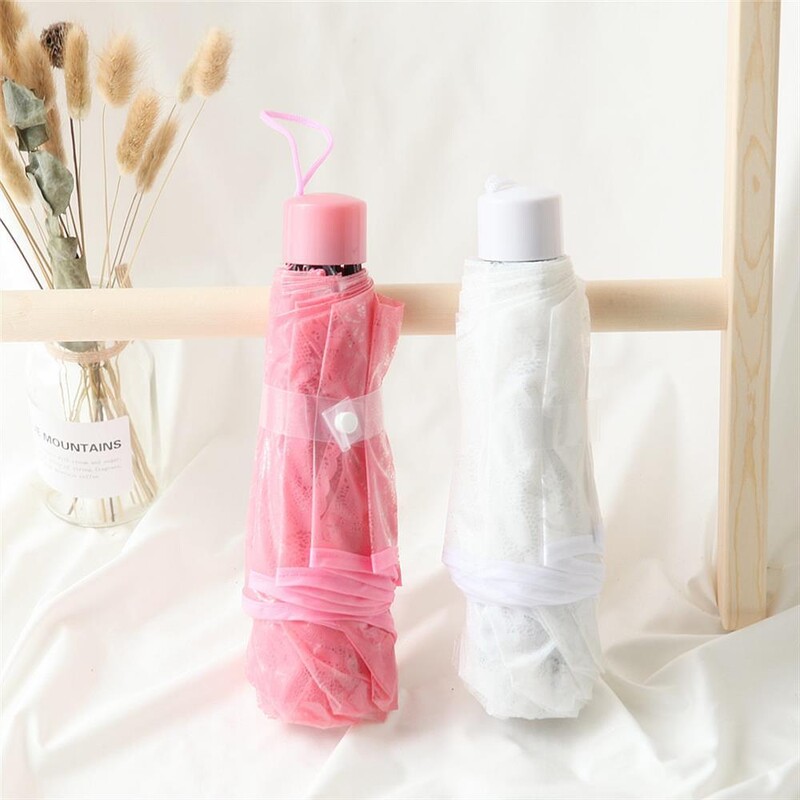 Caurspīdīgs kāzu lietussargs, romantisks, stiprs lietussargs, rokasgrāmata, trīs salokāms lietussargs.