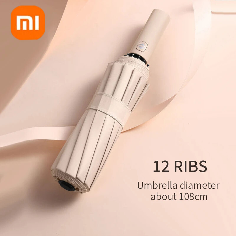 Xiaomi Umbrella 12 Bone vienkrāsains automātisks lietussargs gaismas saliekams liela izmēra saulessargs UV aizsardzība āra lietussargs