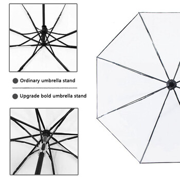 Διαφανής πτυσσόμενη αυτόματη ομπρέλα ανδρική ομπρέλα Ripple Edge Μαύρη επαγγελματική ομπρέλα βροχής καλοκαιρινή γυναικεία αντιανεμική ομπρέλα