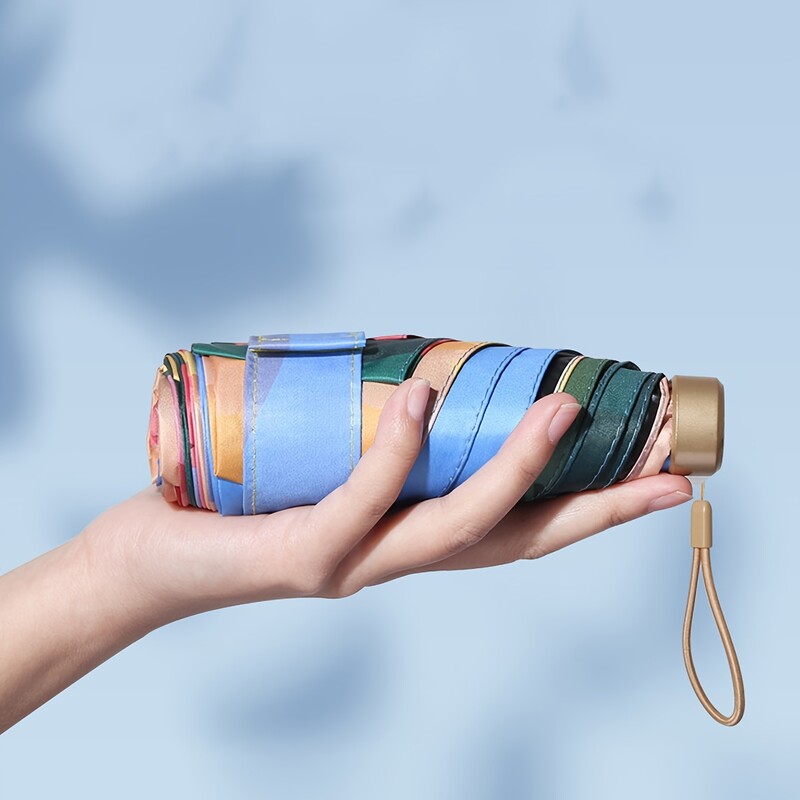 Mini saulessargs, rožu eļļas glezna, maza kabatas lietussarga saliekamais lietussargs UV ultravioletā starojuma aizsardzībai saulessargs saulessargs 우산