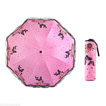 Paraguas Manual for Woman Rain and Sun Gift New Butterfly Lace UV Umbrella