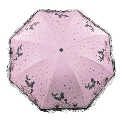 Paragvas rokasgrāmata sievietei lietus un saules dāvanai, jauns tauriņu mežģīņu UV lietussargs