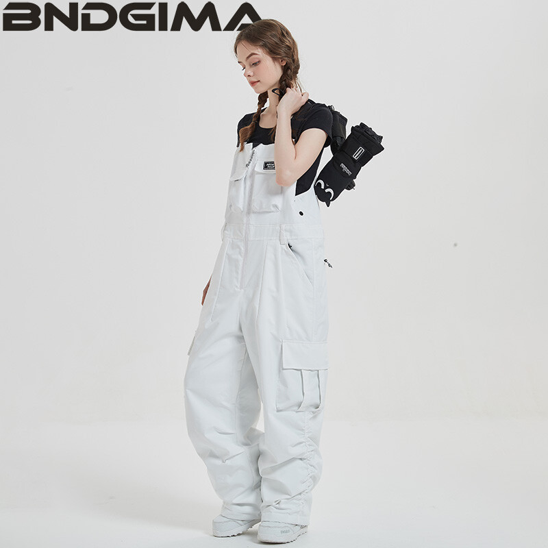 Χοντρό ανδρικό γυναικείο παντελόνι σκι ίσιο ολόσωμο ολόσωμο φόρμα για σκι Σαλιάρα αδιάβροχο χειμώνα ζεστό αντιανεμικό σνόουμπορντ εξωτερικού χώρου