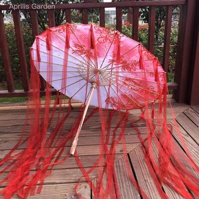 82 εκ. Κόκκινο λουλούδι Αρχαία ομπρέλα λαδιού αδιάβροχη κινέζικη γαμήλια Cheongsam Paraguas Guarda Chuva Şemsiye Japan Sombrilla