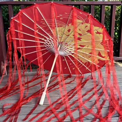 82 εκ. Κόκκινο λουλούδι Αρχαία ομπρέλα λαδιού αδιάβροχη κινέζικη γαμήλια Cheongsam Paraguas Guarda Chuva Şemsiye Japan Sombrilla