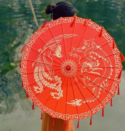 82 εκ. Κόκκινο λουλούδι Αρχαία ομπρέλα λαδιού αδιάβροχη κινέζικη γαμήλια Cheongsam Paraguas Guarda Chuva Şemsiye Japan Sombrilla