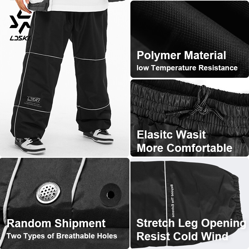 Pantaloni de schi LDSKI, femei, bărbați, impermeabili, izolați termic, căptușeală din fleece, sporturi de iarnă, pantaloni reflectorizați din țesătură pongee pentru snowboard.