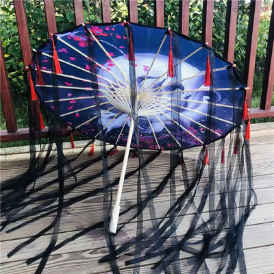 Japāņu dzija Eļļas Papīrs Zīda audums Lapsa Lietussargu Apģērbs Senās Ķīnas princeses Drāmas Baltā Amatniecības Kosplejā Saulessargs Paragvas