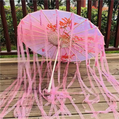 Japāņu dzija Eļļas Papīrs Zīda audums Lapsa Lietussargu Apģērbs Senās Ķīnas princeses Drāmas Baltā Amatniecības Kosplejā Saulessargs Paragvas