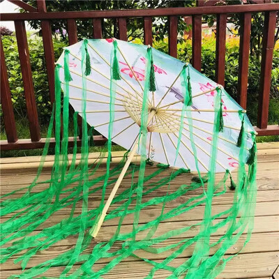 Japāņu dzija Eļļas Papīrs Zīda audums Lapsa Lietussargu Apģērbs Senās Ķīnas princeses Drāmas Baltā Amatniecības Kosplejā Saulessargs Paragvas