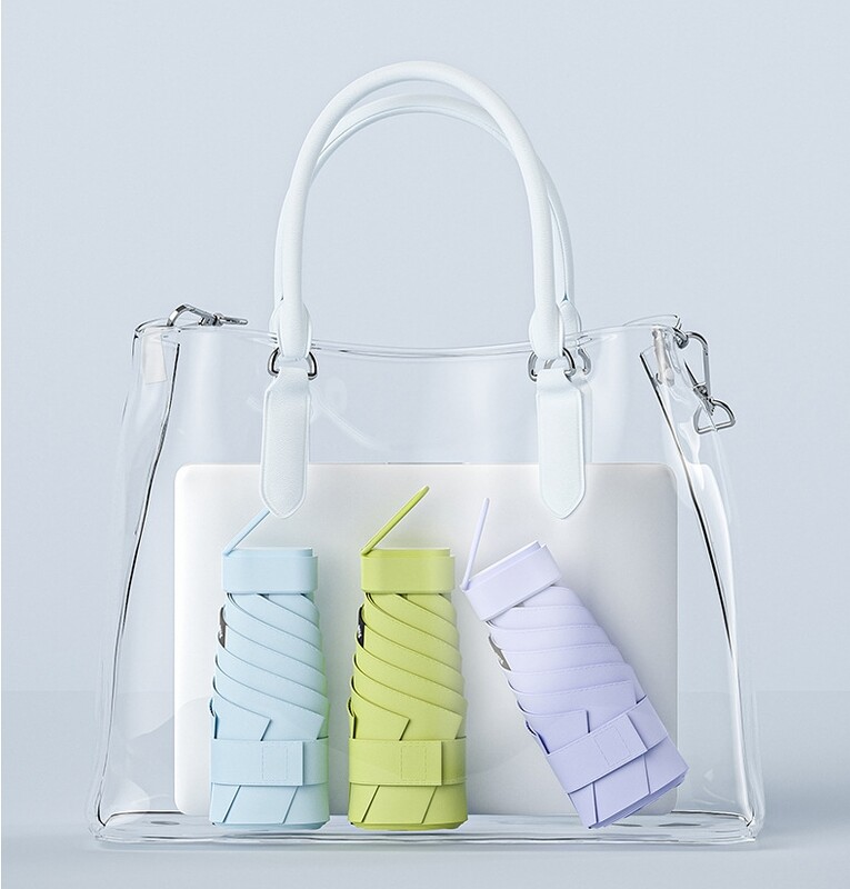 UPF50+ mini salokāms lietussargs vinila saulessargs lietussargs mazs kabatas lietus lietussargs ultravioletās aizsardzības kapsulas saulessargs