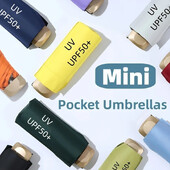 Umbrelă plată de 50 ori Mini umbrelă de soare ultra ușoară Lipici UV pentru femei Umbrelă de protecție solară Strălucire de ploaie Umbrelă de buzunar cu două scopuri