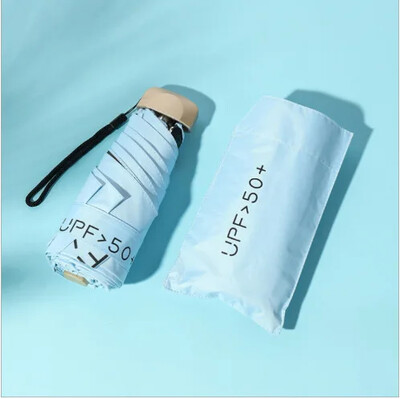 Umbrelă plată de 50 ori Mini umbrelă de soare ultra ușoară Lipici UV pentru femei Umbrelă de protecție solară Strălucire de ploaie Umbrelă de buzunar cu două scopuri