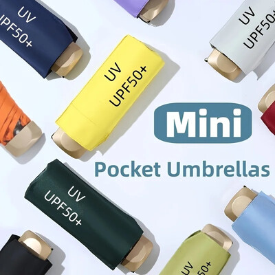 Plokščias 50 sulankstomas skėtis Ultra lengvas mini skėtis nuo saulės Moteriškas UV klijų kremas nuo saulės Skėtis nuo lietaus blizgesio dvigubos paskirties kišeninis skėtis