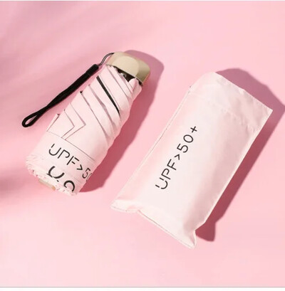 Umbrelă plată de 50 ori Mini umbrelă de soare ultra ușoară Lipici UV pentru femei Umbrelă de protecție solară Strălucire de ploaie Umbrelă de buzunar cu două scopuri