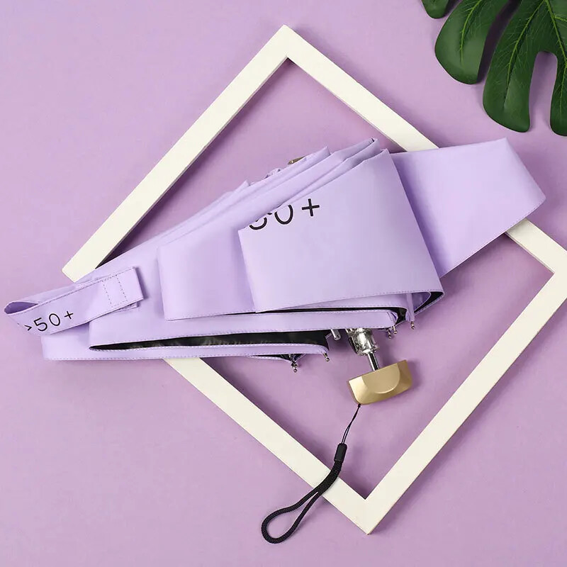 Umbrelă plată de 50 ori Mini umbrelă de soare ultra ușoară Lipici UV pentru femei Umbrelă de protecție solară Strălucire de ploaie Umbrelă de buzunar cu două scopuri