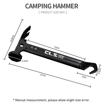 Διπλή κεφαλή σφυρί κάμπινγκ από ανοξείδωτο ατσάλι Γάντζοι εδάφους Σφυρί καρφιά σκηνής Ρύθμιση βοηθητικού πολυλειτουργικού εργαλείου σφυρί Mini