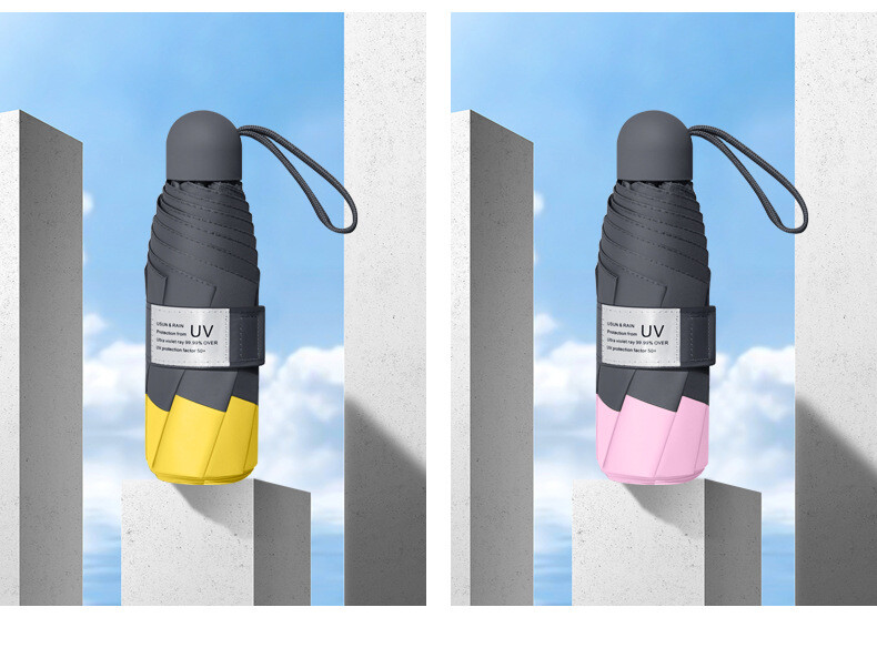 Mini umbrelă cu 8 nervuri Protecție anti-UV rezistentă la vânt 5 Umbrelă pliabilă de călătorie portabilă de ploaie Umbrelă de femeie de buzunar pentru copii UPF