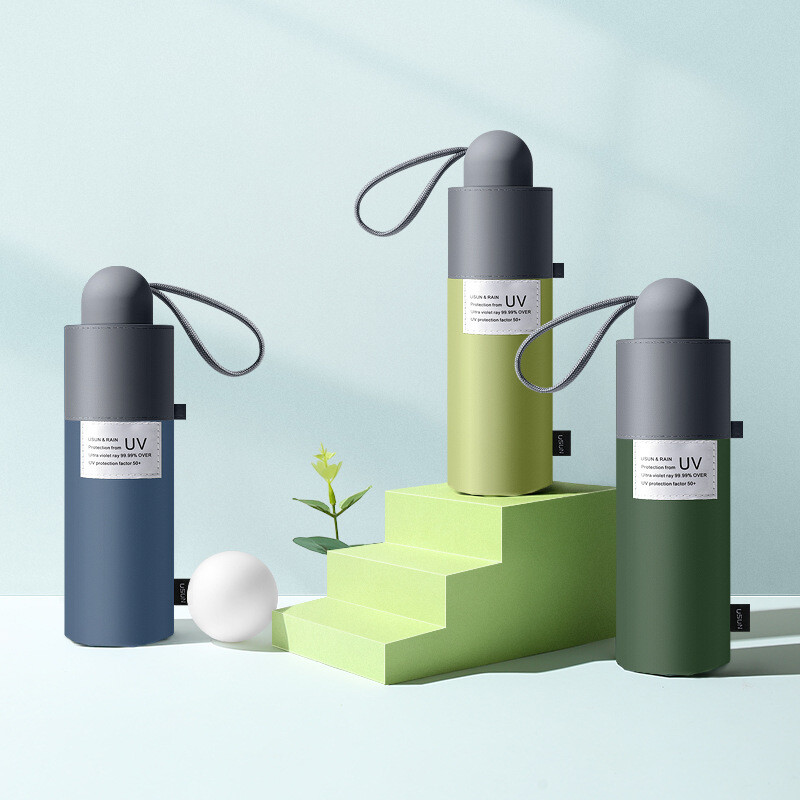 Mini umbrelă cu 8 nervuri Protecție anti-UV rezistentă la vânt 5 Umbrelă pliabilă de călătorie portabilă de ploaie Umbrelă de femeie de buzunar pentru copii UPF