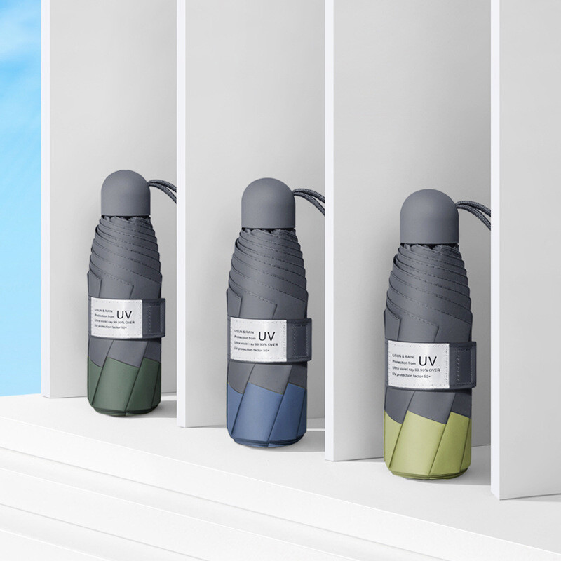 Mini umbrelă cu 8 nervuri Protecție anti-UV rezistentă la vânt 5 Umbrelă pliabilă de călătorie portabilă de ploaie Umbrelă de femeie de buzunar pentru copii UPF