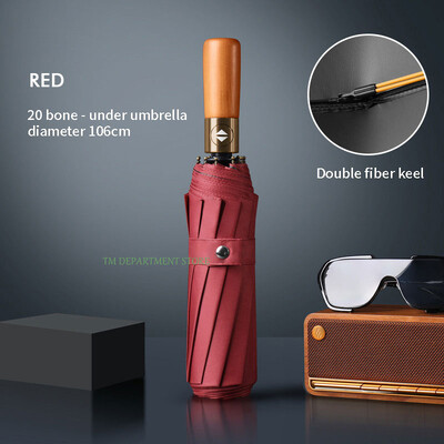 Kišobran s drvenom drškom otporan na vjetar, potpuno automatski, veliki, 3 sklopiva, dvostruka rebra, otporan na UV zračenje, putovanja, kiša, muškarci, žene na poklon, 32 kosti