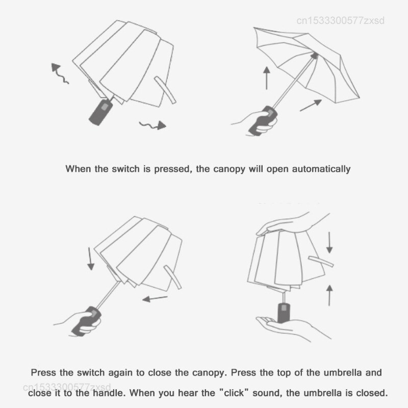 Youpin UREVO/90Fun pilnībā automātisks atpakaļgaitas salokāms lietussargs ar Led Light vēja necaurlaidīgu lietussargu UV ceļojumu saulessargu