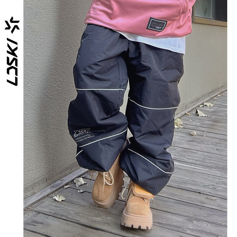 LDSKI Slēpošanas Bikses Snovborda Apģērbi Sieviešu Vīrieši Ziemas Atstarojošs Dizains Elastīgas Bikses Viduklis Sniega Ūdensizturīgs Brīvi Silts Komanda