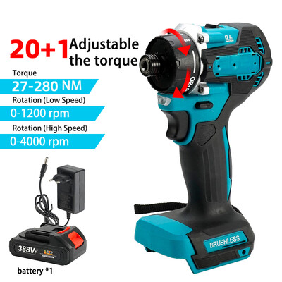 20+1 Torque 280N.m Ασύρματο Ηλεκτρικό Κατσαβίδι Τρυπάνι 1/4" Ηλεκτρικό Τρυπάνι Κατσαβίδι κρουστικό κλειδί με επαναφορτιζόμενη μπαταρία