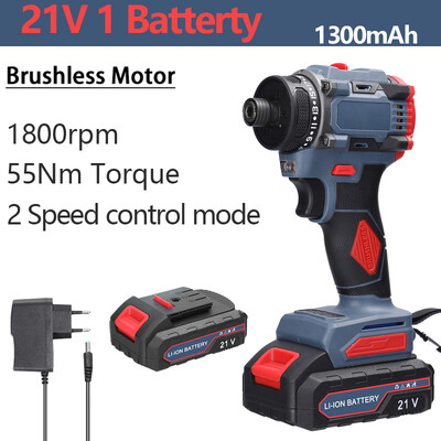 21V elektrický skrutkovač, nabíjateľný 55Nm krútiaci moment, bezkartáčový motor, akumulátorový skrutkovač, príklepová vŕtačka, bezdrôtová skrutkovačová vŕtačka