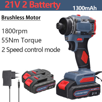 21V elektrický skrutkovač, nabíjateľný 55Nm krútiaci moment, bezkartáčový motor, akumulátorový skrutkovač, príklepová vŕtačka, bezdrôtová skrutkovačová vŕtačka