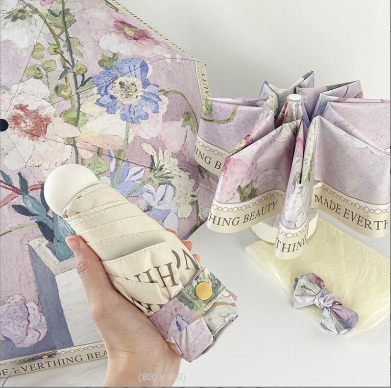 Õlimaal Täisautomaatne vihmavarju lill päikesepaisteline ja vihmane loominguline vihmavari ultraviolettkiirguse vastane päikesevari Paraguas anime