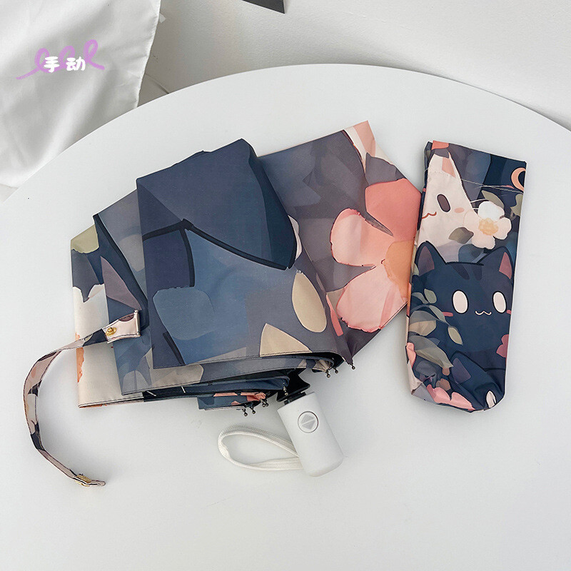 Ομπρέλα κινουμένων σχεδίων για γάτα με ισχυρή βάση φθηνή έξυπνη ομπρέλα Πλήρης αυτόματη μάρκα Plegable προστασία UV Mini Parapluie Anime