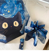 Blue Star Cat Umbrella Animal Cartoon Umbrelă de soare inteligentă complet automată pentru femei Umbrelă de soare puternică