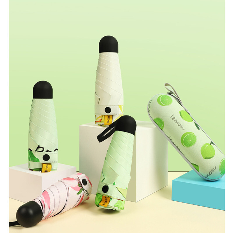 Mini model de fructe 9 culori Umbrelă de protecție solară Rezistent la vânt, protecție anti-UV, 5 pliante, portabilă de călătorie, ploaie, femei, copii, umbrelă de soare de buzunar