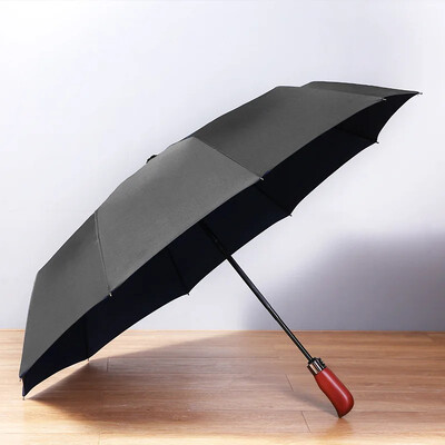 Umbrelă automată mare, rezistentă la vânt, întărită pentru afaceri, pentru bărbați, cu mâner din lemn, pentru studenți, umbrelă pliabilă, ploaie însorită