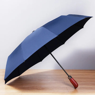 Umbrelă automată mare, rezistentă la vânt, întărită pentru afaceri, pentru bărbați, cu mâner din lemn, pentru studenți, umbrelă pliabilă, ploaie însorită