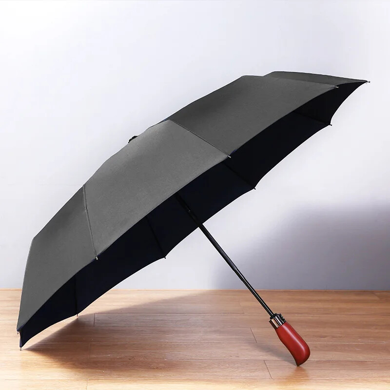 Umbrelă automată mare, rezistentă la vânt, întărită pentru afaceri, pentru bărbați, cu mâner din lemn, pentru studenți, umbrelă pliabilă, ploaie însorită