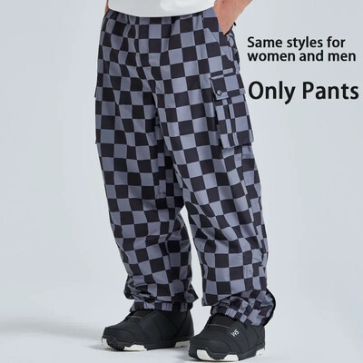 Εξωτερικό αδιάβροχο ζεστό παντελόνι για σνόουμπορντ Νέο παντελόνι σκι με δέσιμο ποδιών 2025 Παντελόνι σκακιού σκακιού για γυναίκες Ανδρικά Χειμερινά χαλαρά