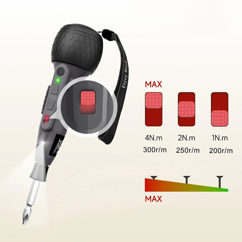 Jaudīgs mini elektrisks skrūvgriezis mini urbis 3 līmeņu griezes momenta C tipa LED gaismas pildspalvas tipa mājas apkope Vienkārša iesācējiem