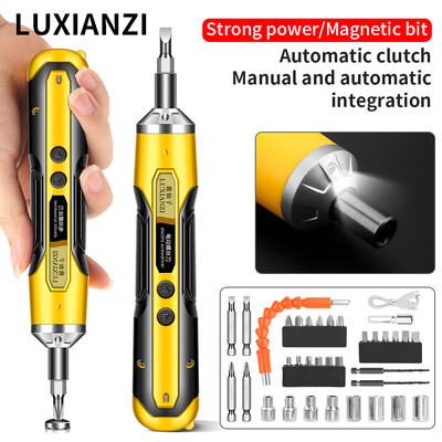 Set de șurubelnițe electrice fără fir LUXIANZI Instrument electric Combinație de uz casnic Baterie reîncărcabilă Mini burghiu Bit magnetic