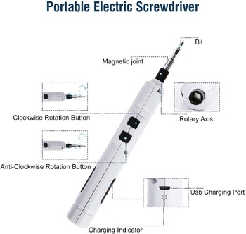 Ηλεκτρικό κατσαβίδι Επαναφορτιζόμενο 3,6v Μικρό κατσαβίδι μπαταρίας, κιτ κατσαβιδιών γρήγορης φόρτισης USB, κατάλληλο για οικιακή χρήση
