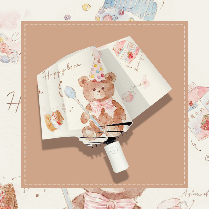 Torta Rođendanski Medvjed Kišobran Suncobran Kišobran otporan na vjetar i kišu UV otporan Slatki ženski kišobran Putni sklopivi prijenosni