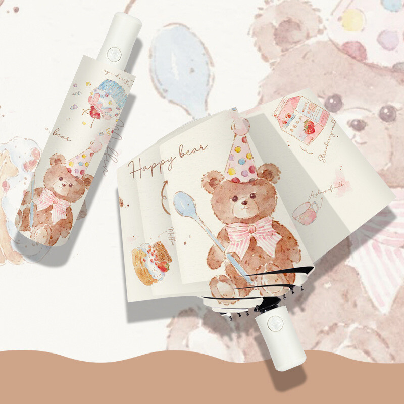 Torta Rođendanski Medvjed Kišobran Suncobran Kišobran otporan na vjetar i kišu UV otporan Slatki ženski kišobran Putni sklopivi prijenosni