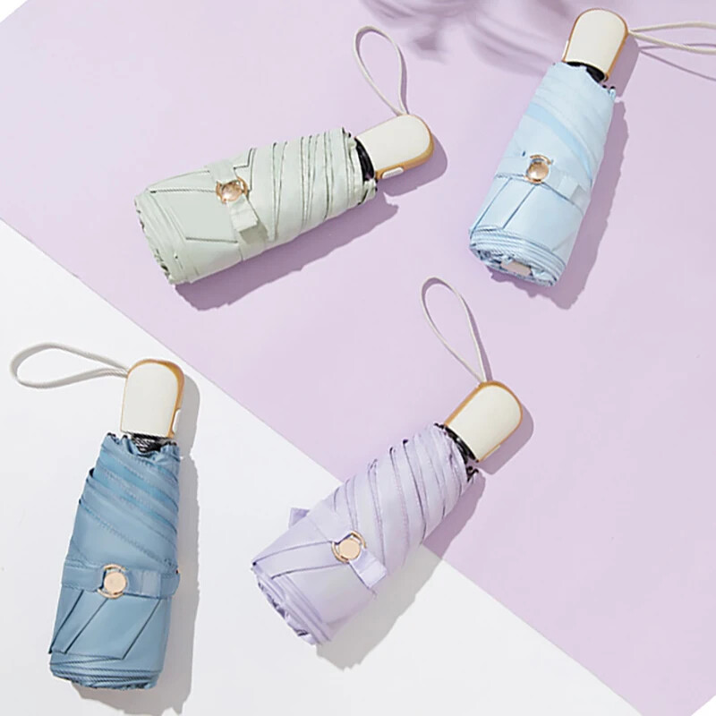 Mini umbrelă plată automată femeie rezistentă la vânt 6K umbrelă de soare mică drăguță pentru fete umbrelă de soare portabilă cu protecție UV UPF50+