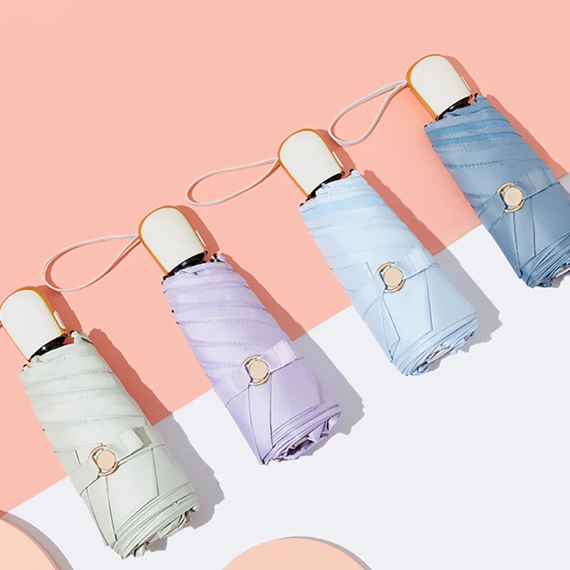 Mini umbrelă plată automată femeie rezistentă la vânt 6K umbrelă de soare mică drăguță pentru fete umbrelă de soare portabilă cu protecție UV UPF50+