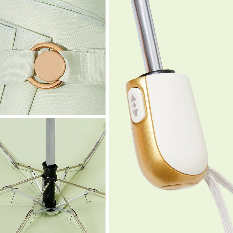 Mini umbrelă plată automată femeie rezistentă la vânt 6K umbrelă de soare mică drăguță pentru fete umbrelă de soare portabilă cu protecție UV UPF50+